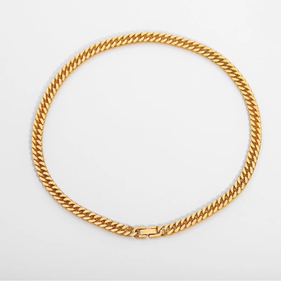 18k Gold Plated Cuban Chain Link Necklace - Picture 4 of 4